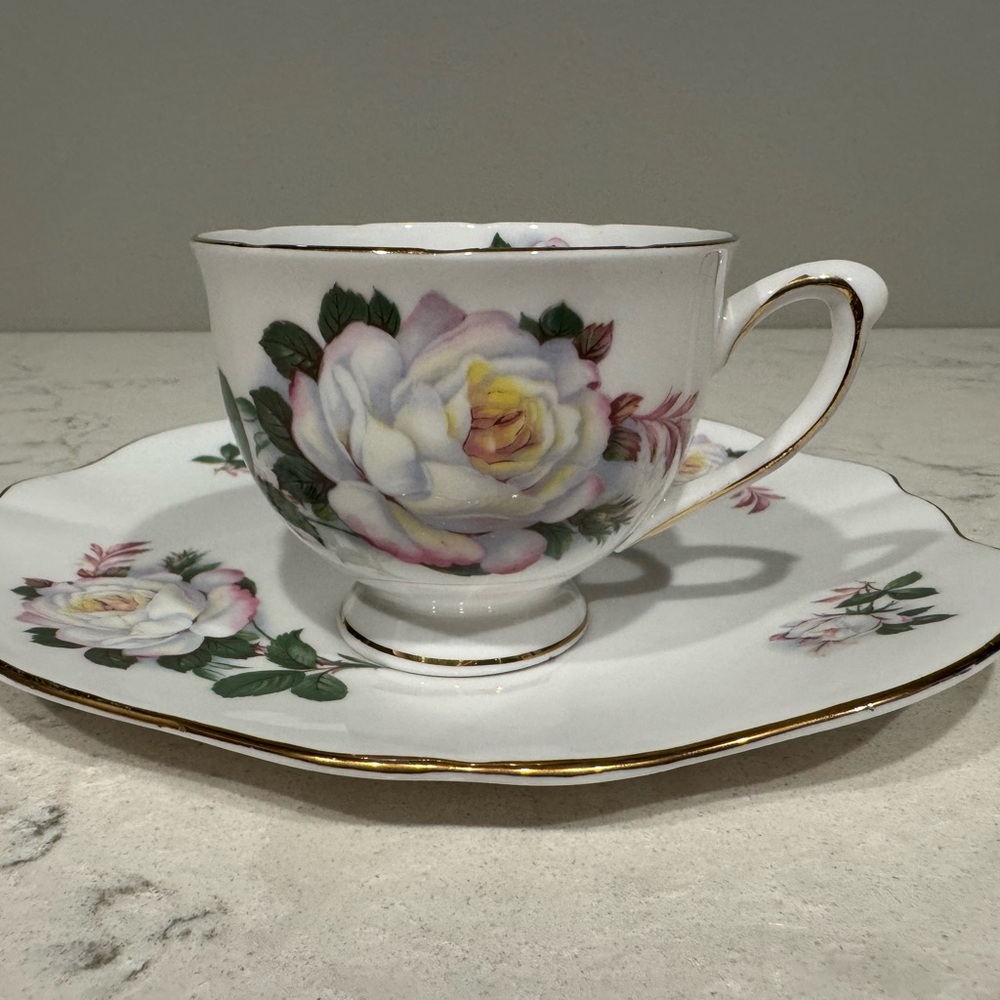 Vintage Bone China Teacup and Luncheon Plate